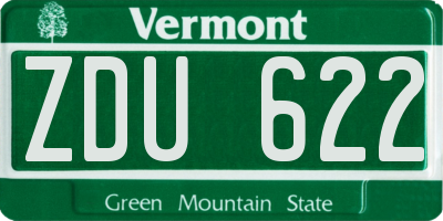 VT license plate ZDU622