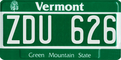 VT license plate ZDU626