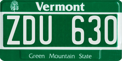 VT license plate ZDU630
