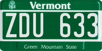 VT license plate ZDU633
