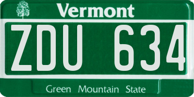 VT license plate ZDU634