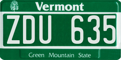 VT license plate ZDU635