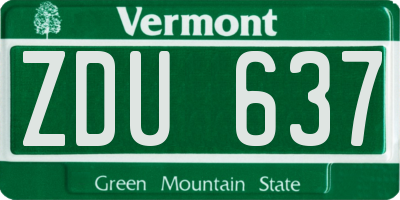 VT license plate ZDU637