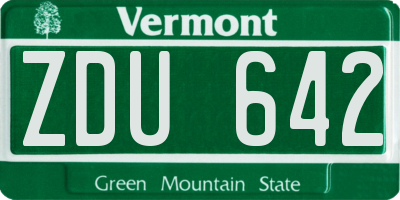 VT license plate ZDU642