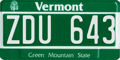 VT license plate ZDU643