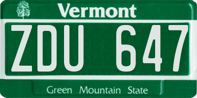 VT license plate ZDU647