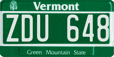 VT license plate ZDU648