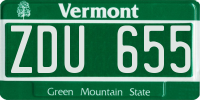 VT license plate ZDU655