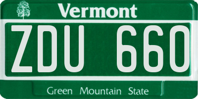 VT license plate ZDU660