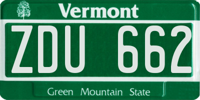 VT license plate ZDU662
