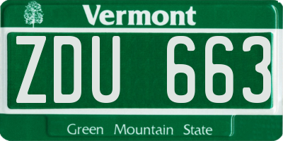 VT license plate ZDU663