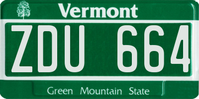 VT license plate ZDU664