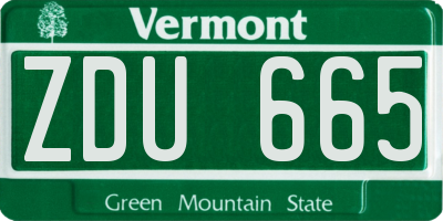 VT license plate ZDU665
