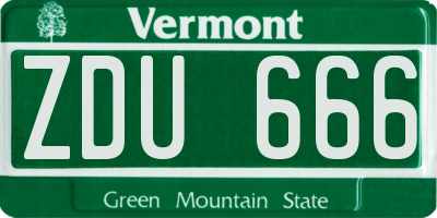 VT license plate ZDU666