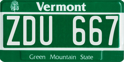 VT license plate ZDU667