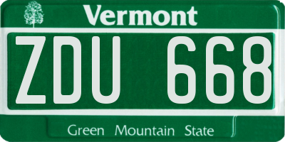 VT license plate ZDU668