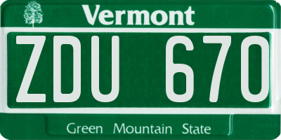 VT license plate ZDU670