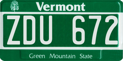 VT license plate ZDU672