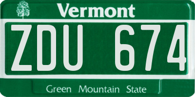 VT license plate ZDU674