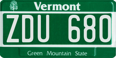 VT license plate ZDU680