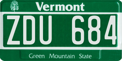 VT license plate ZDU684