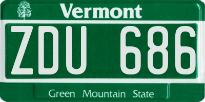 VT license plate ZDU686