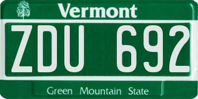 VT license plate ZDU692