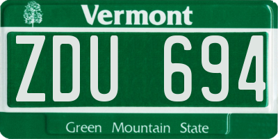 VT license plate ZDU694