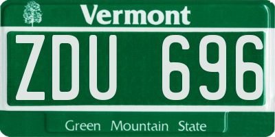 VT license plate ZDU696