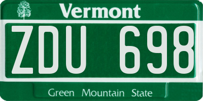 VT license plate ZDU698