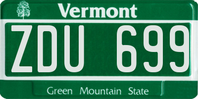 VT license plate ZDU699
