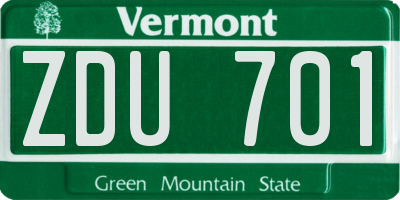 VT license plate ZDU701