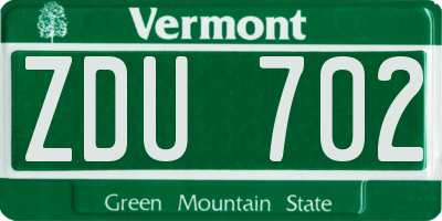 VT license plate ZDU702