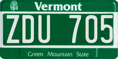 VT license plate ZDU705