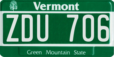 VT license plate ZDU706