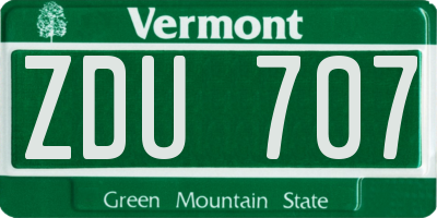 VT license plate ZDU707