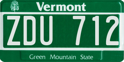VT license plate ZDU712