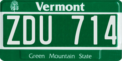 VT license plate ZDU714