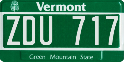 VT license plate ZDU717