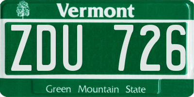 VT license plate ZDU726