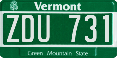 VT license plate ZDU731