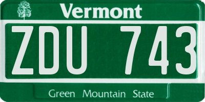 VT license plate ZDU743
