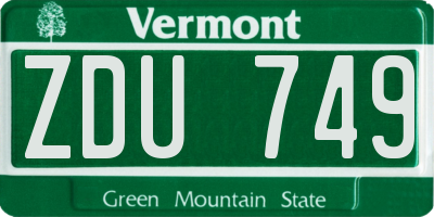 VT license plate ZDU749