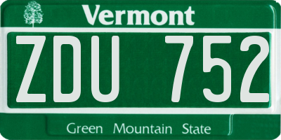 VT license plate ZDU752