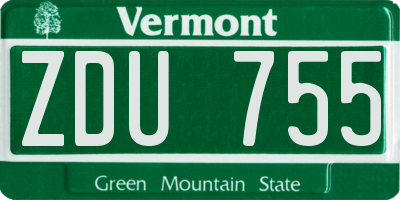 VT license plate ZDU755