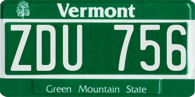 VT license plate ZDU756