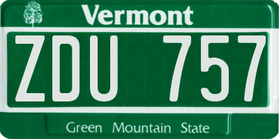 VT license plate ZDU757
