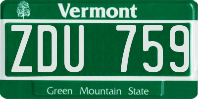 VT license plate ZDU759