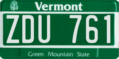 VT license plate ZDU761