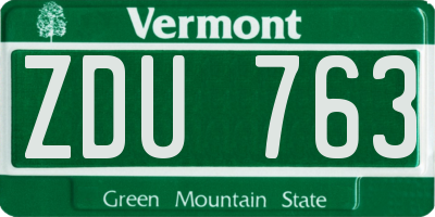 VT license plate ZDU763